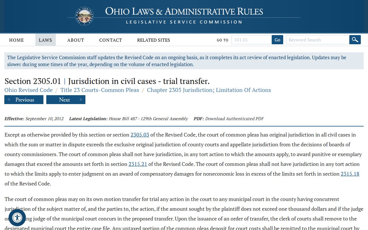 Marion County civil docket Common Pleas civil jurisdiction statute