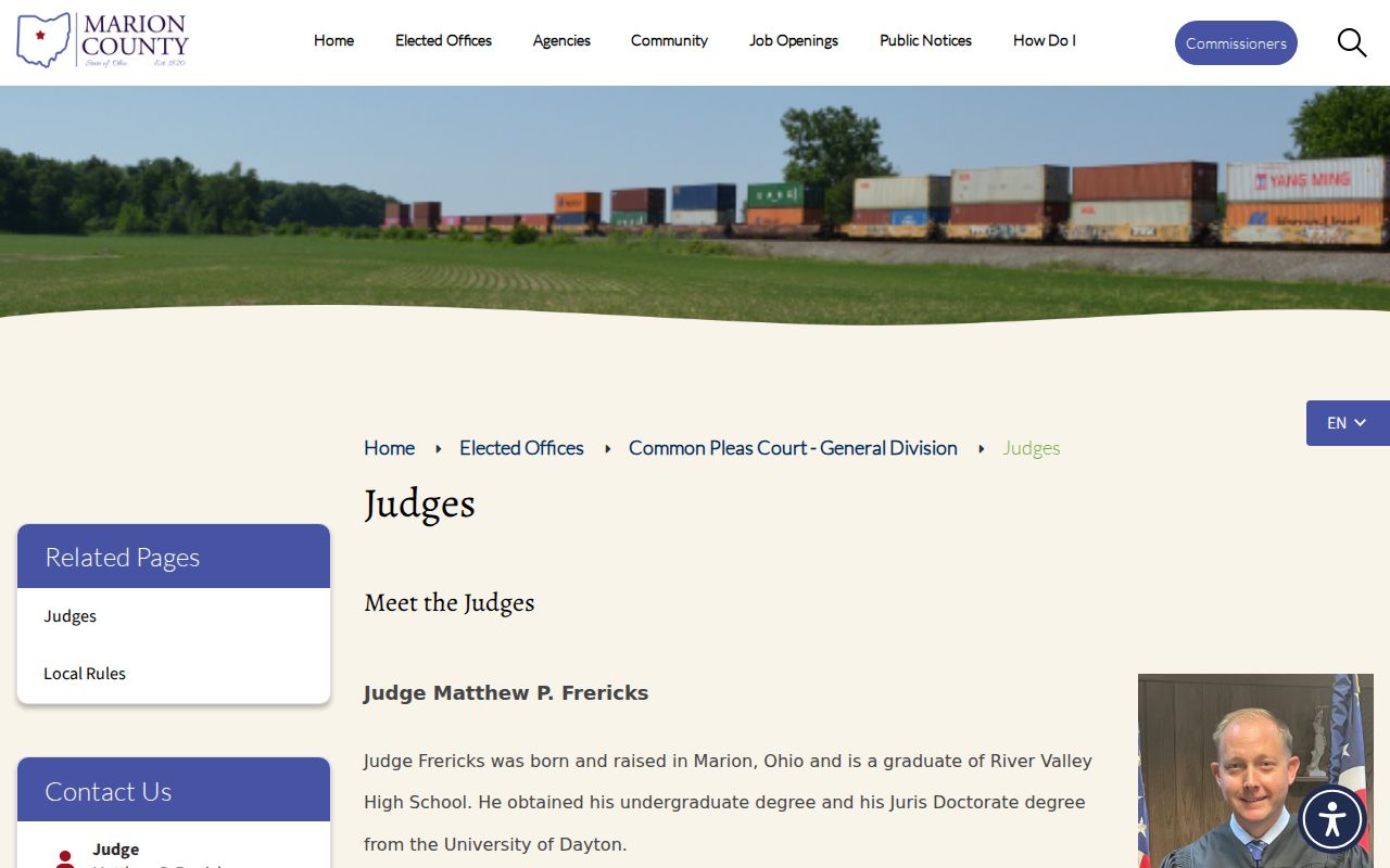 Marion County court calendar General Division judges and court settings