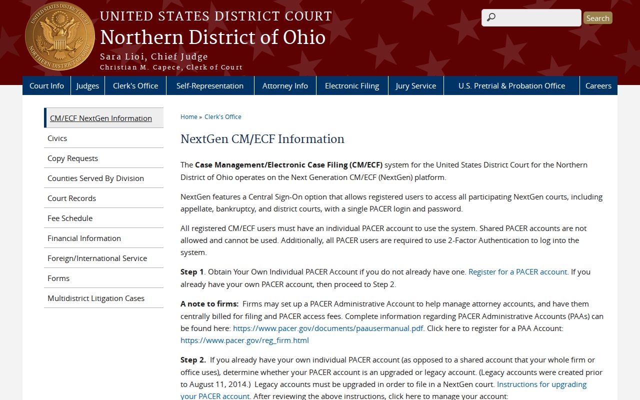 Marion County court docket Northern District NextGen filing information